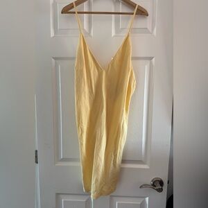 H&M Yellow Backless Slip Dress Spaghetti Strap